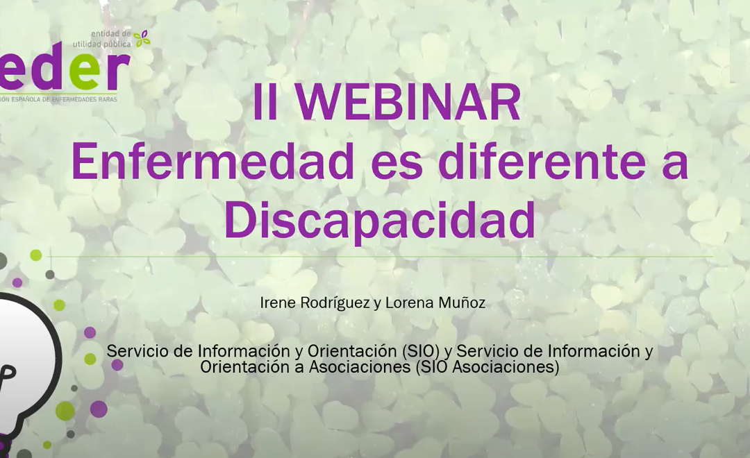 Webinar – Enfermedad es diferente a discapacidad (FEDER)